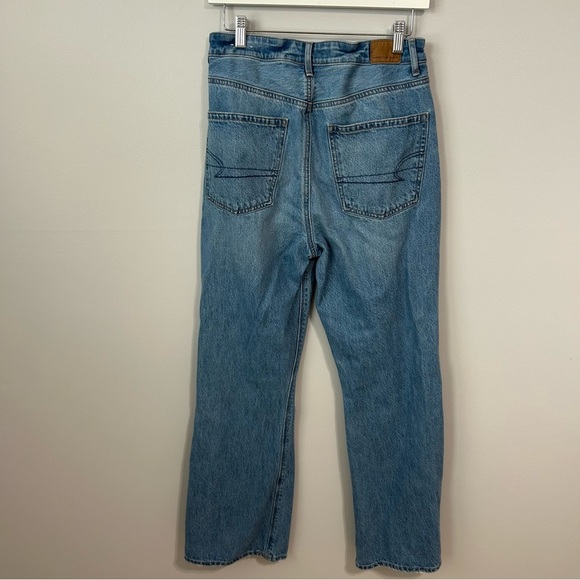 American Eagle Outfitters Highest Rise 90s Flare Blue Distressed Jeans Size 8 - Picture 5 of 8